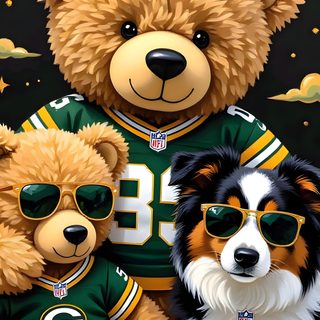 a painting of two teddy bears wearing green bay packers jerseys with sunglasses on their faces Packers Halloween Packers Images, Greenbay Packers, Bears And Packers, Packer Iphone, saddle brown
