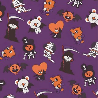 halloween themed wallpaper with cartoon characters and pumpkins in purple, orange and black Bt21 Halloween Halloween Skzoo, K Pop Halloween, Bt21 Pumpkin Painting, Bt21 Fall, dark slate blue