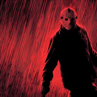 a man in a mask holding a knife and walking through the rain with red lights Halloween Jason Voorhees Fond D Ecran, Free Download, Jason Voorhees, Jason Vorhees, Art Moderne, maroon