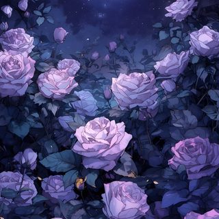 the full moon is shining over some purple roses Moonlight Flowers Halloween Floral Flower Phone Aesthetic, Moon And Roses Aesthetic, Cool Backgrounds, midnight blue