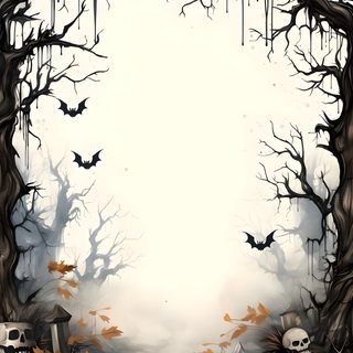 a halloween scene with pumpkins and skulls Halloween Party Backgrounds antique white