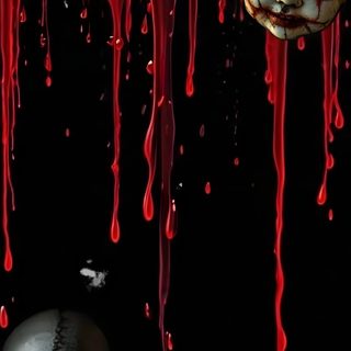 two creepy clowns with blood dripping down the walls Halloween 2 black