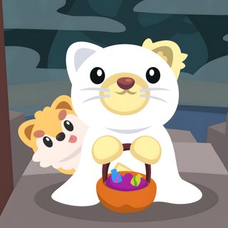 a cartoon cat holding a basket with an easter egg in it and another cat standing next to it Adopt Me Halloween Adopt Me Official Art, Adopt Me, Types Of Dragons, Ghost Cat, Cat Names, dark olive green