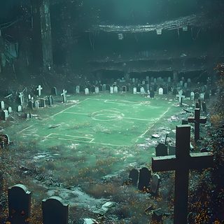 an old cemetery with graves in the foreground and a full moon above it at night Cool Halloween Football Vampire Football, American Football Pitch, Halloween Football, dark slate gray
