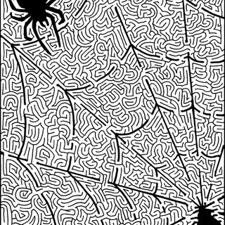 a spider maze with black and white lines Halloween Maze Otomi Embroidery Playmat Spider Maze Game, Mazes Printable, Maze Activity, white