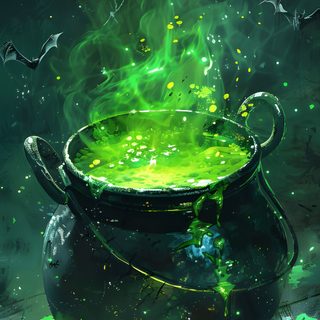A cauldron bubbling over with green potion, surrounded by spooky elements like spiders and bats. Green Witch's Cauldron With Skull, Cauldron With Green Liquid, Green Potion In Cauldron, Cauldron Wallpaper Iphone, Green Potion Cauldron Art, Bubbling Cauldron Wallpaper, Wallpaper Witches Cauldron Background, Green Potion Cauldron, Halloween Background Cauldron Halloween Potion Green Witch's Cauldron With Skull, Cauldron With Green Liquid, Green Potion In Cauldron, dark slate gray