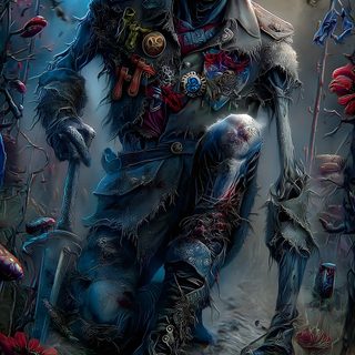 a painting of a zombie soldier sitting on the ground Halloween Zombie Gunship Zombie, Tattoo Museum, Rapper Art, Best Gaming, Horror Artwork, dark slate gray