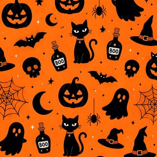 an orange halloween background with black cats and pumpkins Halloween Vector dark orange