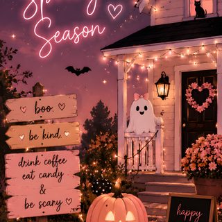 a halloween scene with pumpkins and ghost signs Iphone Girly Halloween sienna