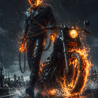 a man riding on the back of a motorcycle covered in fire while it's raining Halloween Motorcycle Epic, Alcohol Pictures, 3d Superhero, Dc Comics Vs Marvel, Ghost Rider, dark slate gray