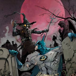 batman and the dark knight in front of a full moon Arkham Halloween dark slate gray