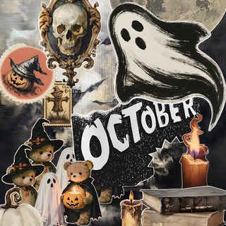 an image of a halloween scene with pumpkins and books Halloween Halloween October dim gray