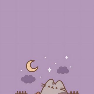 a cat sitting next to a pumpkin on top of a purple surface with the moon in the background Aesthetic Halloween Pusheen Pusheen Background Fall, Pusheen Fall, Pushers Halloween, dark gray