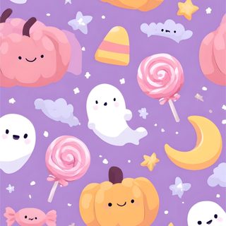 a purple background with candy and candies on it Halloween Candy Design Pastel Halloween Iphone, Cute Patterns, Purple Halloween, Pastel Halloween, plum