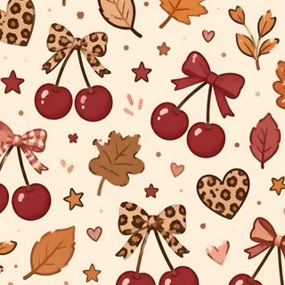 an image of cherries and leaves on a white background for wallpaper or fabric Halloween Cherry antique white