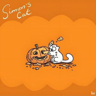 an orange background with a cat and a pumpkin Simons Cat Halloween Hd Simon Halloween, Simon's Cat, Simons Cats, Simon's Cat Lost, dark orange