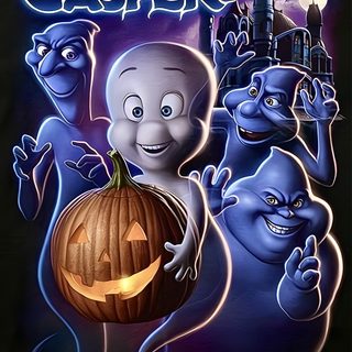 an image of casper and his friends on halloween night with the castle in the background Casper Halloween Casper 1995, Image Halloween, Pet Spider, Casper The Friendly Ghost, midnight blue