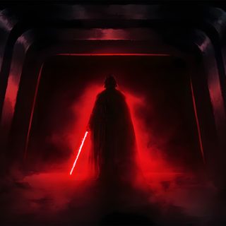 darth vader standing in a dark tunnel with red light coming from the door Star Wars Halloween Night In The Woods Iphone, Darth Vader 5k, Darth Vader 4k, Sith Lord Background 4k, black