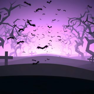 a graveyard scene with bats flying in the air and trees on either side of it Halloween Gif Gif Merlina, Purple Animated Background, Vampire Background, dark slate blue