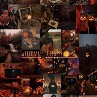 a collage of halloween images with pumpkins Halloween Halloween October dark slate gray