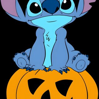 stitcher lili sitting on top of a jack - o'- lantern Stitch Halloween Costume Lilo I Stich, Lilo And Stitch Quotes, Lilo And Stitch Characters, dark olive green