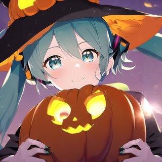 an anime character holding a pumpkin in front of a full moon and sky with bats Hatsune Miku Halloween Halloween Anime Gif, Halloween Animes To Watch, Hatsune Miku Halloween, dim gray