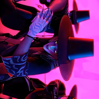 a woman in black latex is standing next to some fake mannequins Saja Boys Halloween Kpop Demon Hunters Your Idol, Saja Boys Evil, Sja Boys, The Saja Boys Demon Forms, indigo