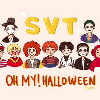 some people are dressed in costumes and have words that say svt on my halloween Seventeen Halloween Seventeen Doodle Art, Seventeen Doodle, Seventeen Character, linen
