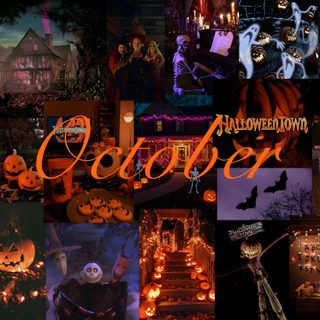 a collage of halloween images with pumpkins Halloween Collage Chromebook Ipad, Cute Home Screens, Halloween For Macbook, Halloween Aesthetic Laptop, black