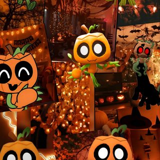 many pumpkins and jack - o'- lanterns are on display in the dark Halloween Dandys World Date Night Games, Orange Candle, The Way I Feel, Wicked Witch, Funny, saddle brown