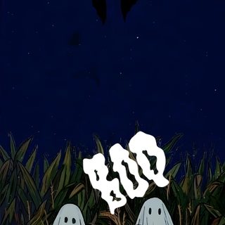 an image of two ghost heads in the grass at night with bats flying over them Silly Halloween Halloween Gif, Moving Halloween, Fall Live, Z Flip 6 Gif, Halloween Live Gif, black