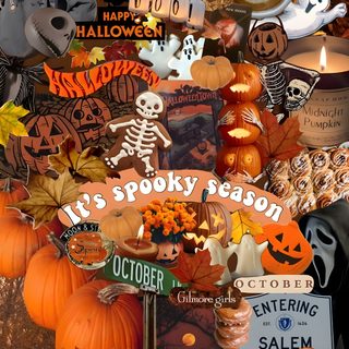 a collage of pumpkins, jack - o'- lanterns and other halloween related items Preppy Halloween Collage Halloween Lock Screen, Autumn Phone, October, Image Halloween, sienna