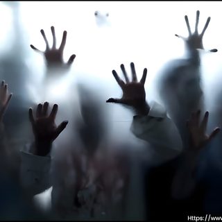 many people with their hands up in front of a glass wall and the words happy halloween written on it Halloween Attack Zombie Themed, Apocalypse Aesthetic Pc, Zombies 4k, Horror Pc Backgrounds, dark slate gray