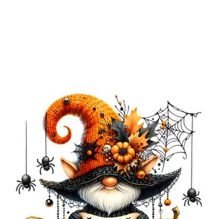 a halloween scene with pumpkins and an orange witch's hat on the top Halloween Gnome Ideas Happy Halloween Cat With Pumpkins, Halloween Gnome Ideas, Gnome Iphone, white