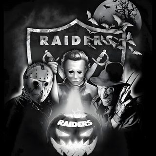 the movie poster for friday's halloween horror film, rad - o - ramas Raiders Halloween Raiders Halloween, Raiders Images, Disney Raiders, Raiders Backgrounds, black