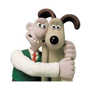 two cartoon characters hugging each other with one holding the other's arm in front of him Wallace And Gromit Halloween Hd Wallace And Gromit Characters, Aardman Animations, Wash N Go, white
