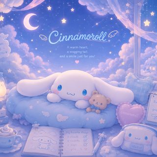 there is a stuffed animal that is on top of a cloud in the night sky Cinnamoroll Halloween Laptop Cinnamoroll Pc, Cinnamoroll Ipad, Kawaii Laptop, medium purple
