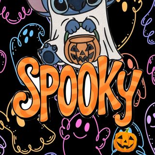 an image of spooky on a black background with pumpkins and ghost faces Stitch Halloween Ghostface Halloween, black