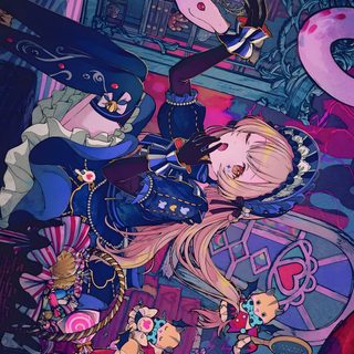 an illustration of a woman laying on top of a bed Pjsk Halloween Project Sekai Cards, Sekai Cards, White Day, Hatsune Miku, Vocaloid, dark slate blue