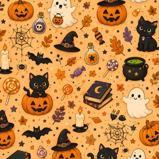 a halloween themed wallpaper with black cats, bats and pumpkins on an orange background Halloween Room Fall Background, Halloween Images, Whimsical Halloween, Halloween Backgrounds, sandy brown