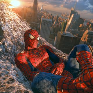 a spider man sitting on top of a building in front of the cityscape Spiderman Halloween 4k Iphone Spider Illustration, Spiderman Ultimate, Disfraz Spiderman, dim gray