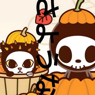 an image of a cartoon character with pumpkins Tokidoki Halloween goldenrod