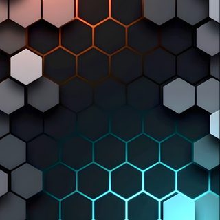 an abstract background with hexagonal shapes in blue, orange and pink colors on black Halloween Hexagon Brown Honeycomb Background, Orange Hexagon On Brown Background, Dark Honeycomb Background, black