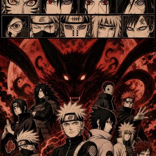 naruto movie poster with all the characters Halloween Naruto maroon