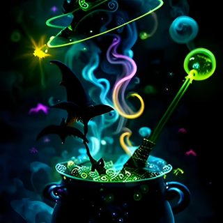 a witches caulder is lit up with colorful lights Halloween Witch Cauldron Creepy Clown Pictures, Happy Halloween Gif, Halloween Live, black