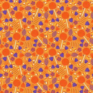 an orange and blue background with candy canes Halloween Fabric Candy Halloween Design Candy Fabric, Candy Fabric Pattern, Halloween Candy Art, peru