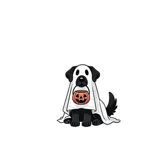 a black and white dog with a pumpkin on it's chest sitting in front of a white background Halloween Dog Ghost Pumpkin Tattoo, Ghost Drawing, Ghost Tattoo, Dog Line Art, Dog Line, Ghost Dog, white