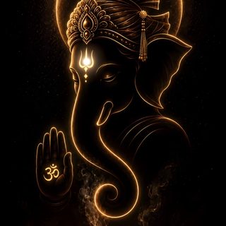 an image of the god ganesha with his hands in front of him and a flower Ganesh Halloween Vinayagar Logo Design, Ganapathy Painting, Ganesha Mural, Vinayaka Images, Vinayagar, black