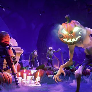 an animated halloween scene with pumpkins and witches Halloween Fortnite Nightmare Before Christmas Fortnite, Fortnite Pumpkin, Fortnite Pumpkin Skin, midnight blue