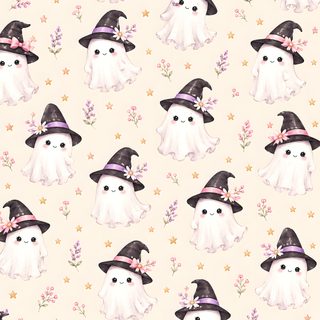 this is a very cute little ghost with witches on it's hats and flowers Halloween Ghost For Nursery Halloween Cards Handmade, Halloween Series, Halloween, Purple, old lace
